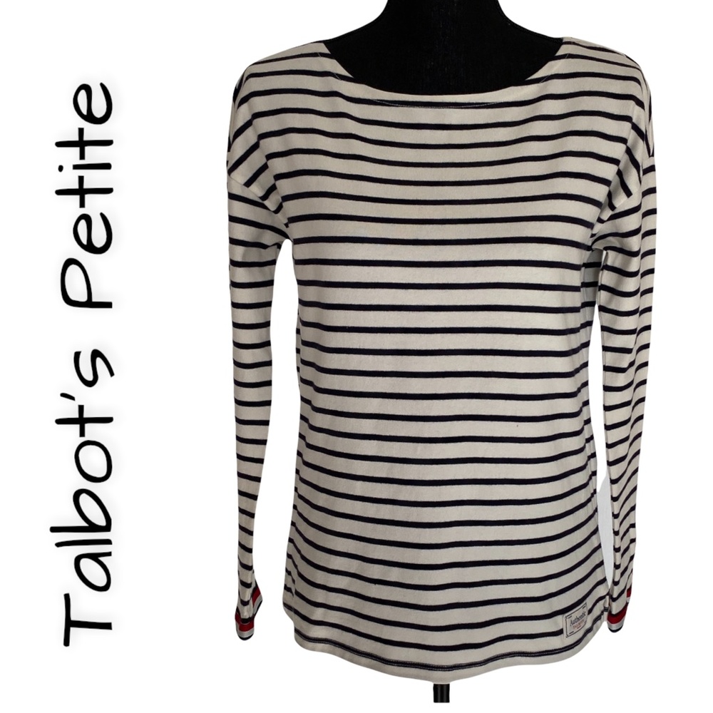 TALBOT’S PETITE Rhone Stripe Bateau Neck Top, Petite Small, Never worn